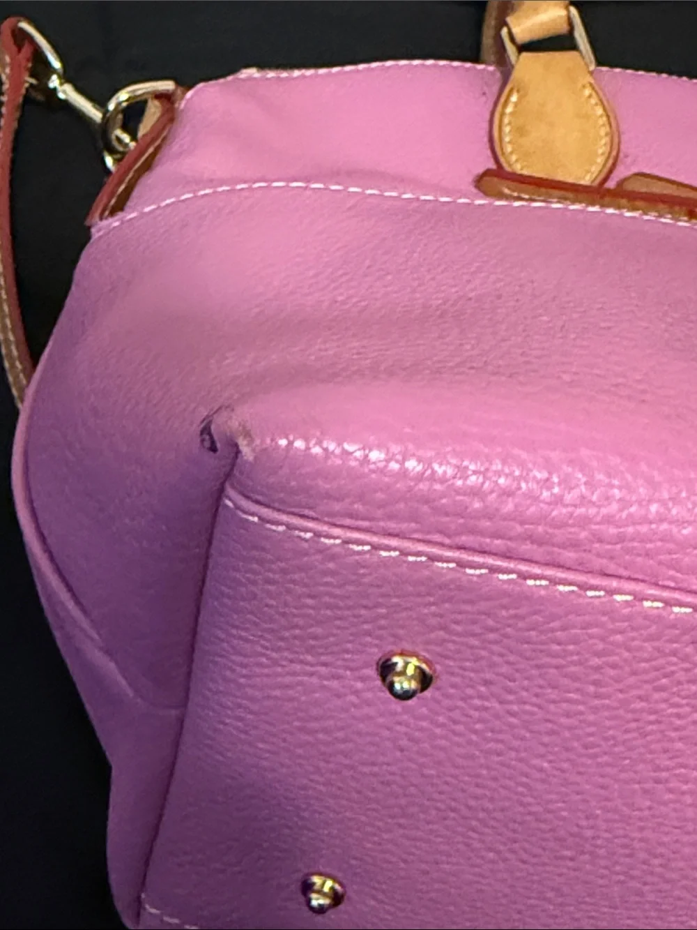 Dooney & Bourke Pink Leather Satchel with Tan Handles